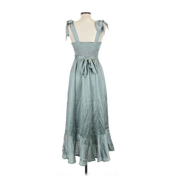 Show Me Your Mumu Claire Midi Dress in Silver Sage Luxe Satin L NWT - Picture 5 of 6